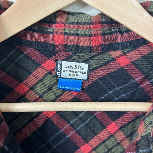 Kavu Red Green Plaid Flannel Popover Long Sleeve Size Small - Picture 3 of 8